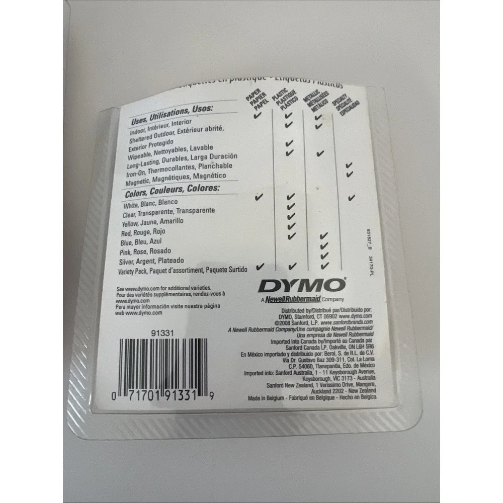 Original DYMO Plastic Label Refill White Letratag 1/2